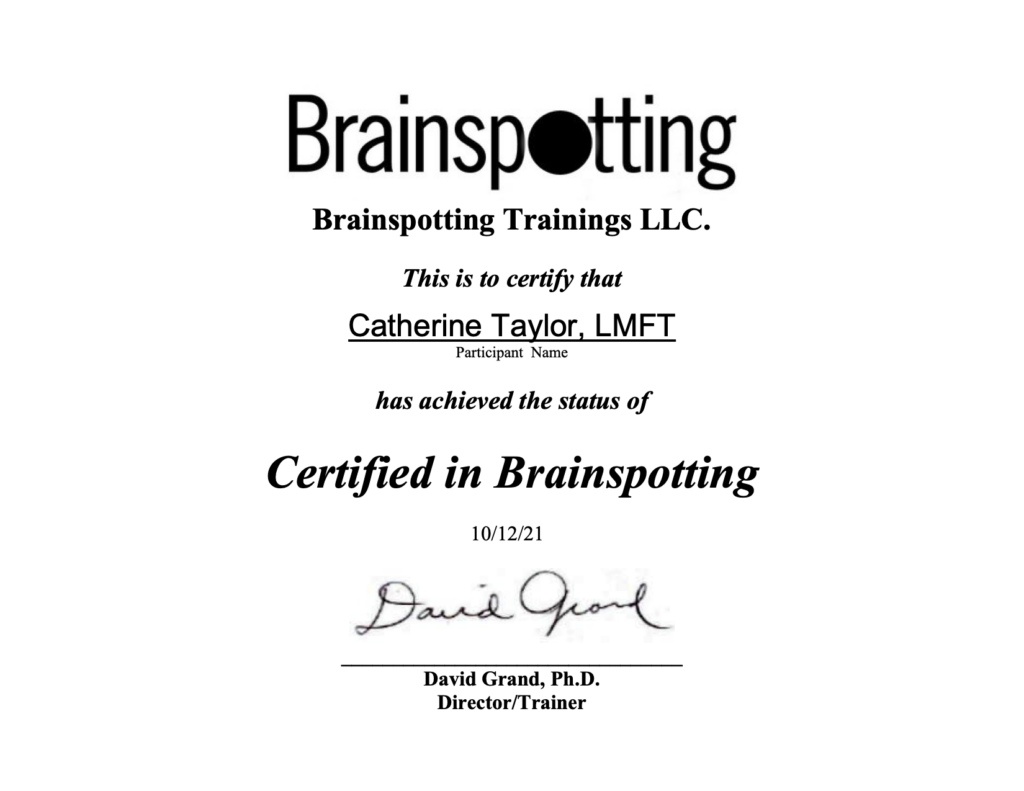 Catherine Taylor, Certified in Brainspotting
